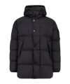 Stone Island Quilted Short Parka With Hood And Button Closures In Black