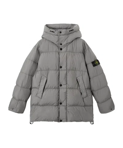 Stone Island Hooded Down Parka With Wind Resistance In Gray