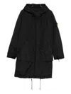 Stone Island Hooded Drawstring Coat In Black