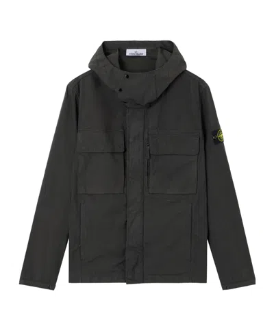 Stone Island Hooded Field Jacket With Anti-drop And Chest Pockets In Gray
