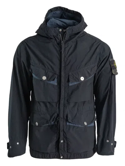 STONE ISLAND HOODED FLAP-POCKET JACKET