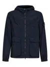 Stone Island Hooded Flap-pocket Jacket In Blue