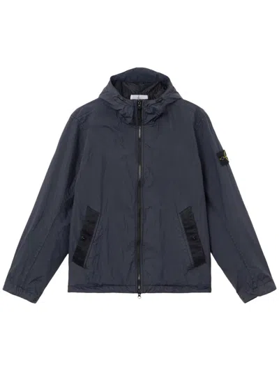 Stone Island Hooded Jacket With Wind Resistance And Anti-drop Crinkle Reps Ny In Blue
