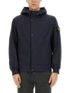 Stone Island Blue Light Soft Shell-r E. Dye Technology Jacket In Blue