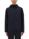 Stone Island Contemporary Hooded Jacket With Distinctive Logo Patch In Blue