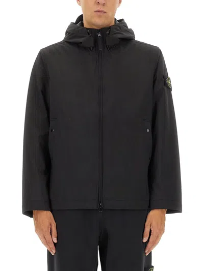 Stone Island Hooded Jacket In Black