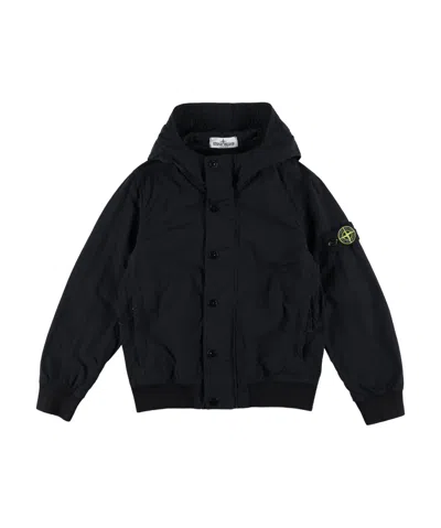 Stone Island Hooded Jacket In Black