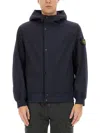 Stone Island Blue Light Soft Shell-r E. Dye Technology Jacket In Blue