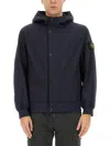 Stone Island Blue Light Soft Shell-r E. Dye Technology Jacket In Blue