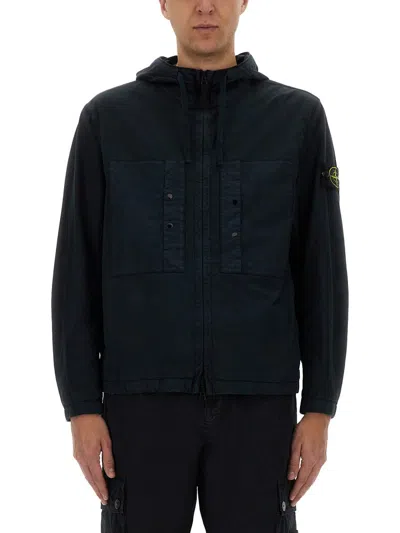 Stone Island Hooded Jacket In Blue