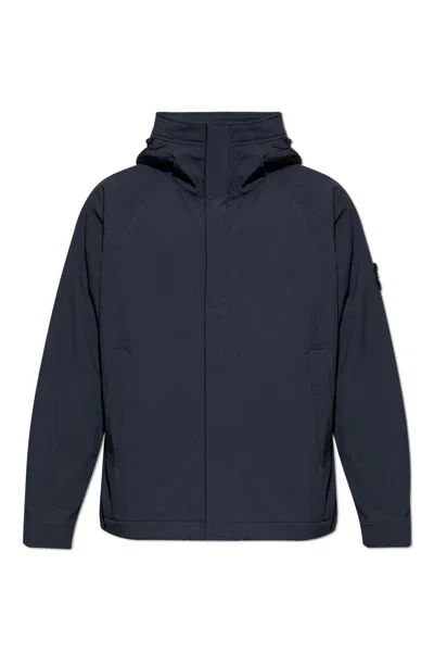 Stone Island Hooded Jacket In Blue