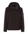 Stone Island Hooded Button-fastening Coat In Brown