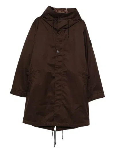 Stone Island Hooded Jacket In Brown