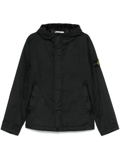 Stone Island Hooded Jacket Crinkle Reps R-ny In Black