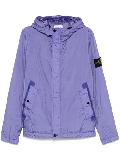 Stone Island Hooded Jacket Crinkle Reps R-ny In Glycine