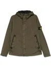 Stone Island Compass Patch Hooded Jacket In Green