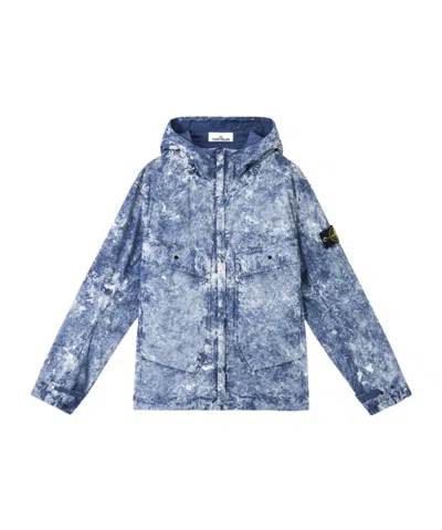 Stone Island Hooded Jacket In Sea-blue