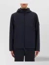 Stone Island Contemporary Hooded Jacket With Distinctive Logo Patch In Blue