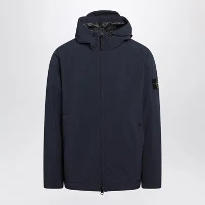Stone Island Hooded Jacket With Drawstring Closure In Blue