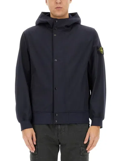 STONE ISLAND HOODED JACKET WITH FRONT BUTTON CLOSURE