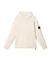 Stone Island Hooded Jumper With Contrast Bands And Bottom Drawstring In Neutral