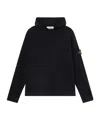 Stone Island Hooded Jumper With Raglan Sleeves And Ribbed Trims In Black