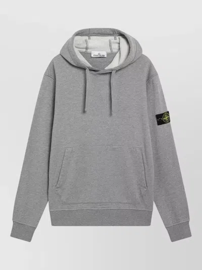 Stone Island Hooded Knit Sweater Long Sleeves Pocket In Gray