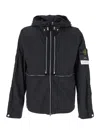 Stone Island Black Jacket With Compass Logo Patch Applied On The Sleeve In Tech Fabric Man In Black