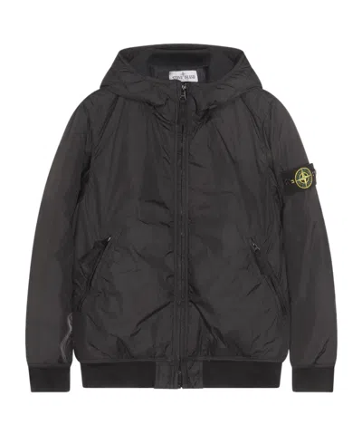 Stone Island Hooded Logo-patch Jacket In Black