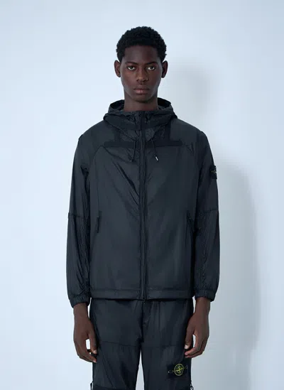 Stone Island Hooded Logo Patch Jacket In Blue