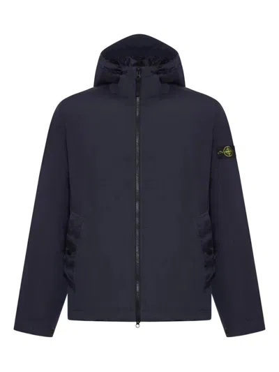 Stone Island Hooded Jacket With Wind Resistance And Anti-drop 4100001 Crinkle Reps Ny In Blue