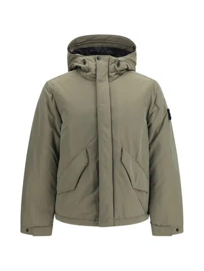 Stone Island Bicolor Polyester Shell Jacket In Gray