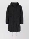 Stone Island Hooded Long Parka Front Pockets In Black