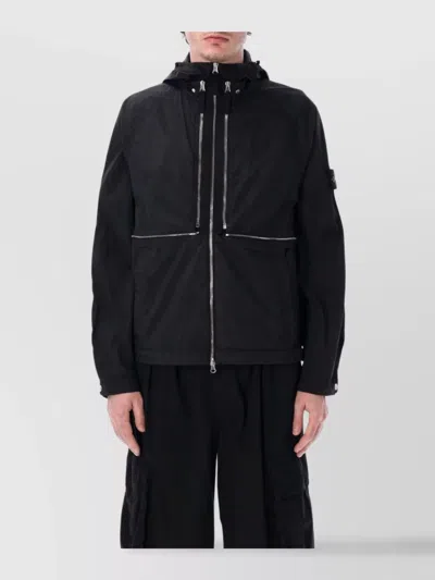 STONE ISLAND HOODED NYLON JACKET ADJUSTABLE DRAWSTRING