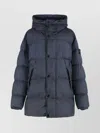 Stone Island Quilted Blue Padded Jacket With Hood And Oversized Fit In Blue