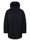 Stone Island Padded Parka Long Length Hood Side Pockets In Black
