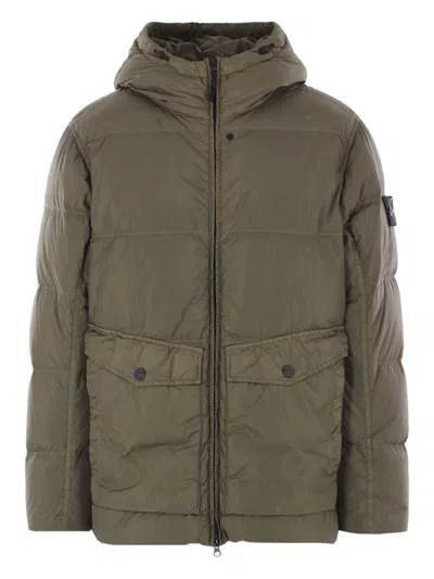 Stone Island Hooded Padded Jacket In Green