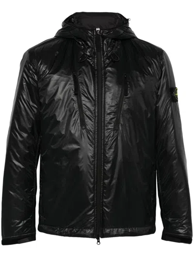 Stone Island Compass-badge Coated Lightweight Jacket In Black