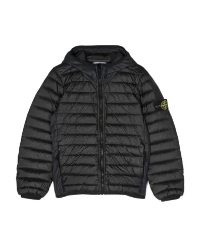 Stone Island Hooded Padded Jacket In Black