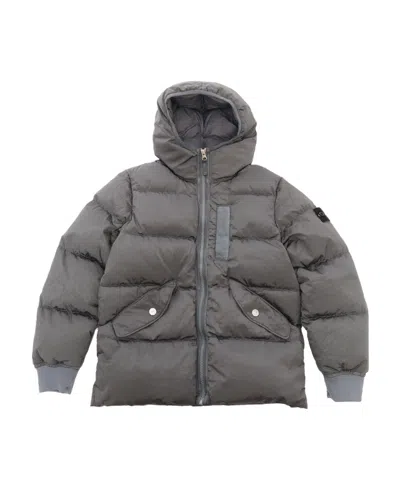 Stone Island Hooded Padded Jacket In Blue-gray