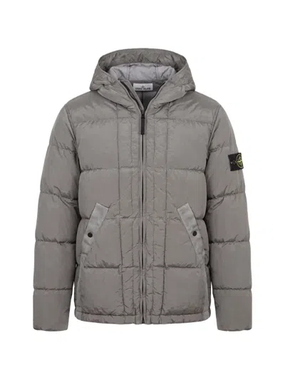 Stone Island Garment Dyed Crinkle Reps Ny Down Jacket With Wind Resistance In Gray