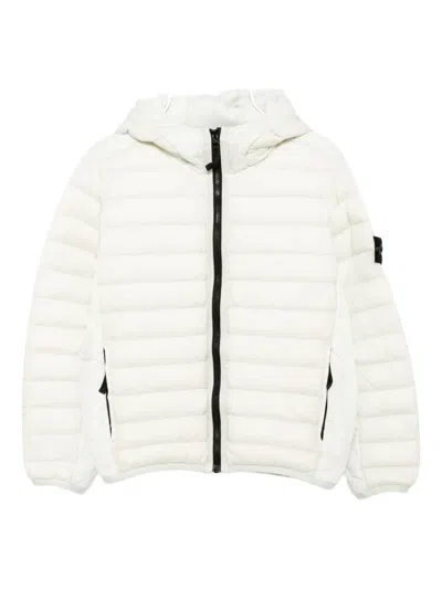 Stone Island Kids' Hooded Padded Jacket In White