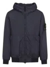 Stone Island Hooded Panelled Coat In Black