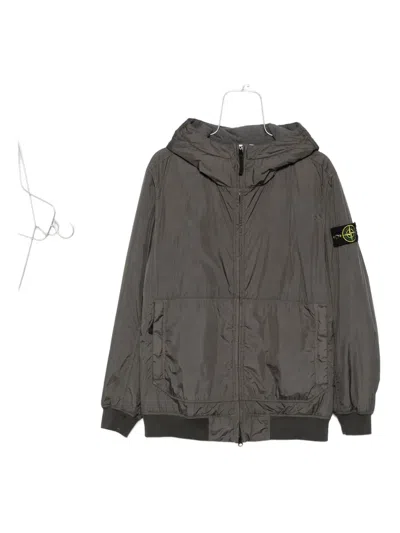 Stone Island Hooded Panelled Jacket In Gray