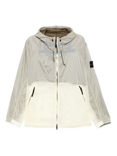 Stone Island Hooded Panelled Jacket In Multi