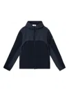 Stone Island Hooded Color-blocked Jacket With Zippered Pockets In Black