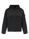 Stone Island Hooded Panelled Windbreaker In Black
