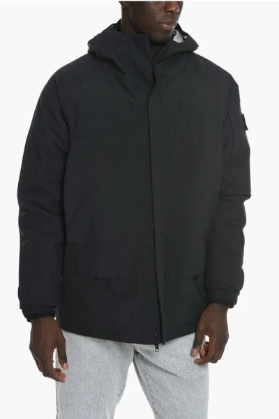 Stone Island Hooded Park With Removable Padding In Black