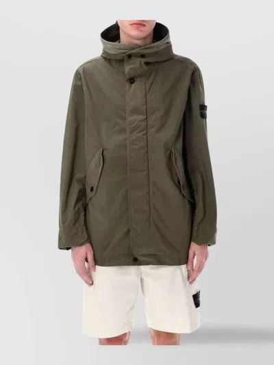 STONE ISLAND HOODED PARKA FRONT POCKETS