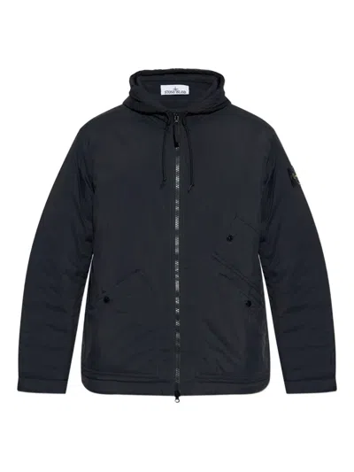 Stone Island Hooded Patch-pocket Jacket In Black